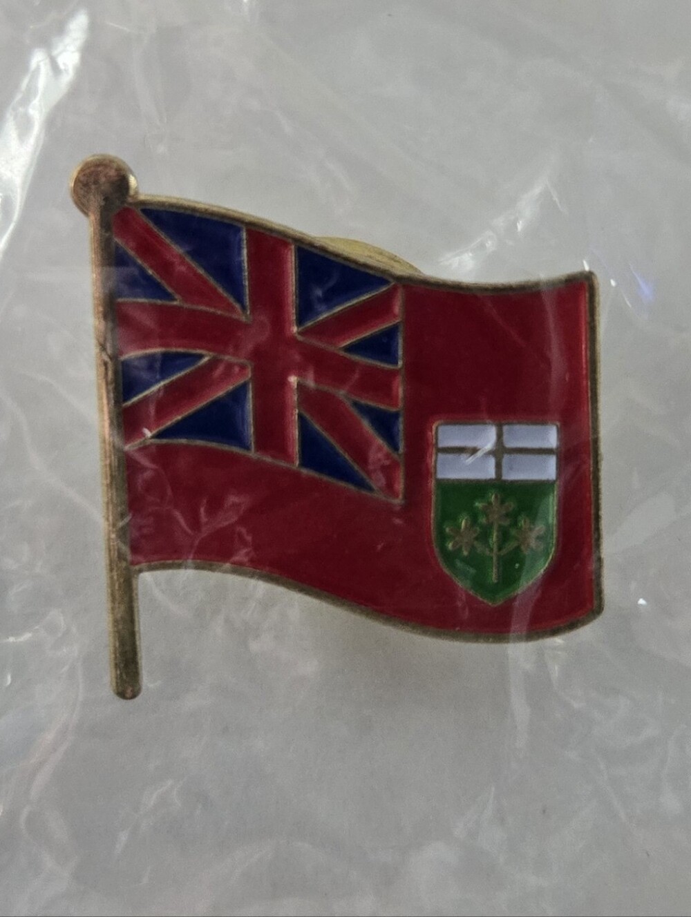 Vintage Ontario Provincial Canadian Flag Lapel Pin Gold-tone New & Sealed